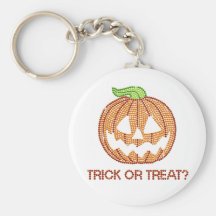 Printed Rhinestone Pumpkin Trick or Treat Keychains