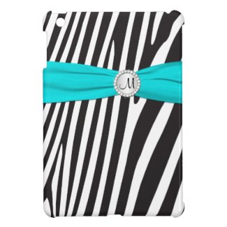 PRINTED RIBBON Aqua Zebra Stripes iPad Mini Case
