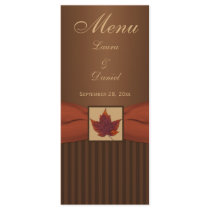 PRINTED RIBBON Autumn Leaf Wedding Menu Card Rack Cards