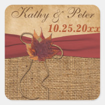 PRINTED RIBBON Autumn Leaves 1.5" Wedding Sticker stickers