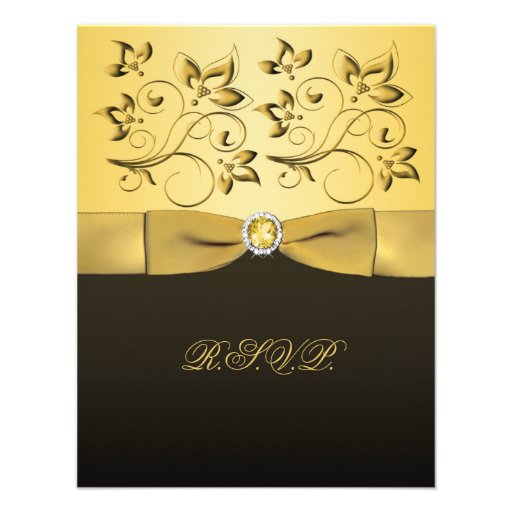 PRINTED RIBBON Black, Gold RSVP Card