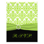 PRINTED RIBBON Black, Green Damask Reply Card