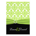 PRINTED RIBBON Black, Green Damask Wedding Invite