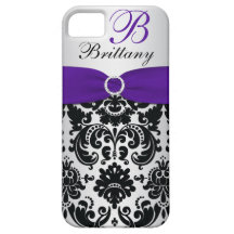 PRINTED RIBBON Black Purple Silver Damask iPhone 5 iPhone 5 Cover