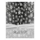 PRINTED RIBBON Black, Silver Snowflakes Reply Card