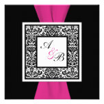 PRINTED RIBBON Black, White, Pink Damask Invite
