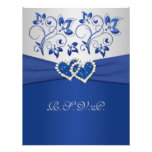 PRINTED RIBBON Blue Silver Joined Hearts RSVP Card