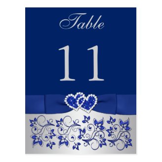 PRINTED RIBBON Blue, Silver Table Number Postcard