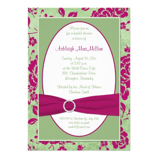 green burgundy and white floral bridal shower invitation has a printed ...