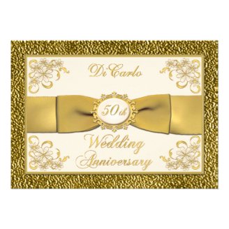 PRINTED RIBBON Floral 50th Anniversary Invitation