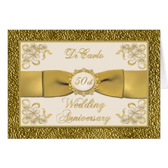 PRINTED RIBBON Floral 50th Anniversary Invitation Cards