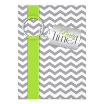 PRINTED RIBBON Lime Gray White 21st Birthday Party invitations
