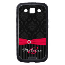 PRINTED RIBBON Pink Black Damask Galaxy S III case Galaxy SIII Covers