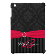PRINTED RIBBON Pink Black Damask iPad Mini Case