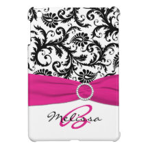 PRINTED RIBBON Pink Black Damask iPad Mini Case