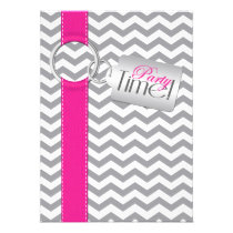 PRINTED RIBBON Pink Gray White 21st Birthday Party invitations