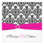 PRINTED RIBBON Pink White Black Damask Wedding Personalized Invitations