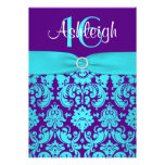 PRINTED RIBBON Purple, Aqua 16th Birthday Invite