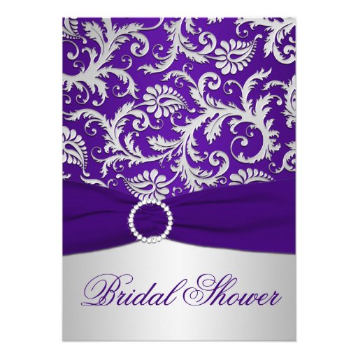 PRINTED RIBBON Purple, Silver Bridal Shower Invite