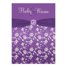 PRINTED RIBBON Purple Silver Floral Invite