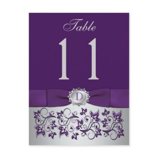 PRINTED RIBBON Purple Silver Table Number Postcard