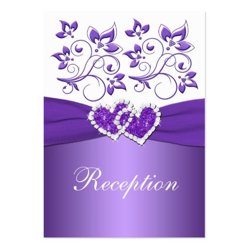 PRINTED RIBBON Purple White Floral Enclosure Card Business Cards (front side)