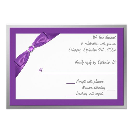PRINTED RIBBON Purple, White, Silver Reply Card