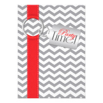 PRINTED RIBBON Red Gray White 21st Birthday Party invitations