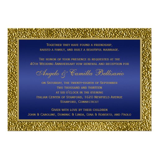 PRINTED RIBBON Scrolls 40th Anniversary Invitation