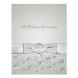 PRINTED RIBBON Silver Gray Floral RSVP Card