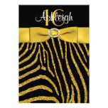 PRINTED RIBBON Zebra 16th Birthday Invitation