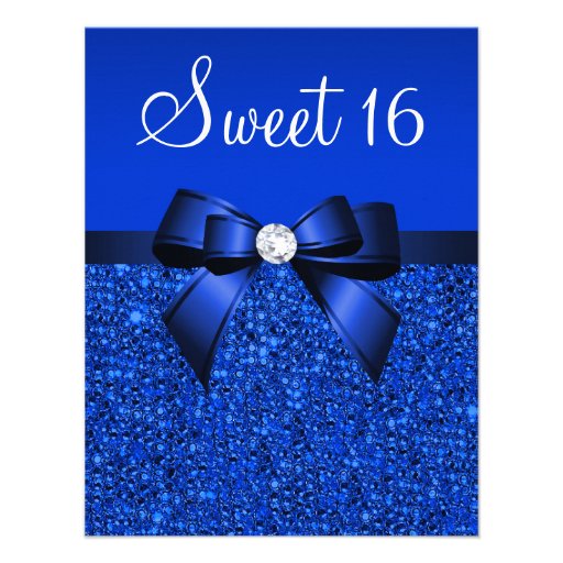 Personalized Royal Blue Sweet 16 Party Invitations