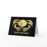 Printed Rustic Gold Cancer Crab Birthday Greeting Card