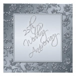 PRINTED Silver Glitter 25th Anniversary Invitation
