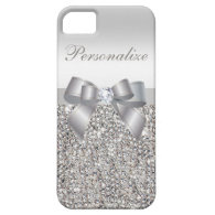 Printed Silver Sequins, Bow & Diamond iPhone 5 Case