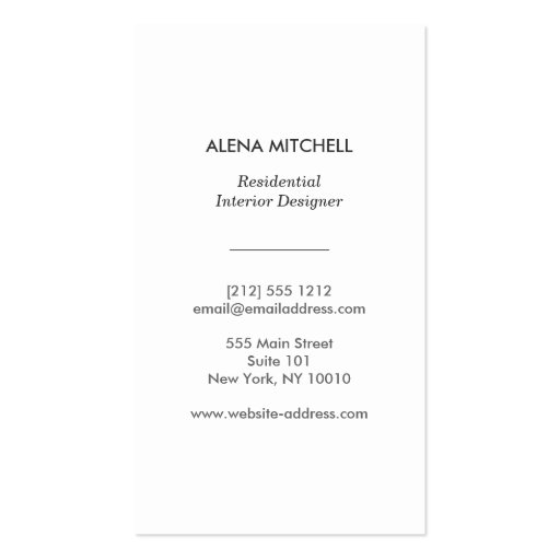 PRISM PHOTO in WHITE (Vertical) Business Card (back side)