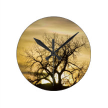 Prism Sunset Light Tree Magic Hour Wall Clocks