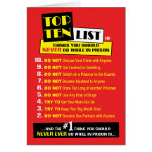 Prison Cards - Top Ten