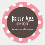 Prissy Miss Pink Polka Dot Chic Round Sticker stickers