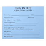 Privacy Patient Sign In Slips Notepad (Sky Blue)