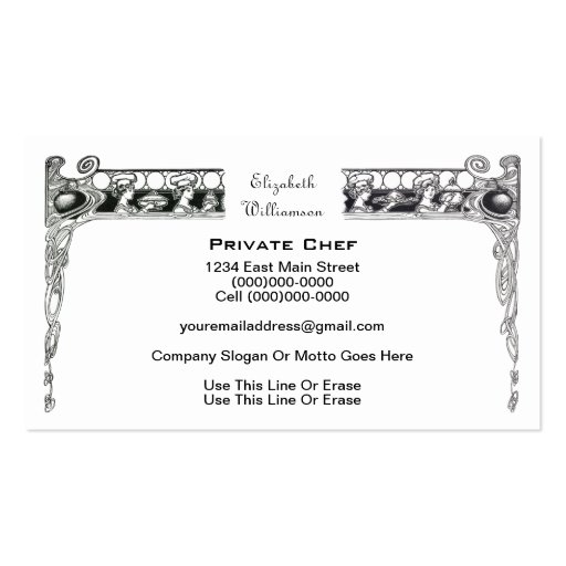 Private Chef / Food Industry Business Cards (front side)