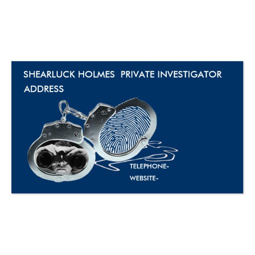 Private Investigator Business Card Templates (front side)