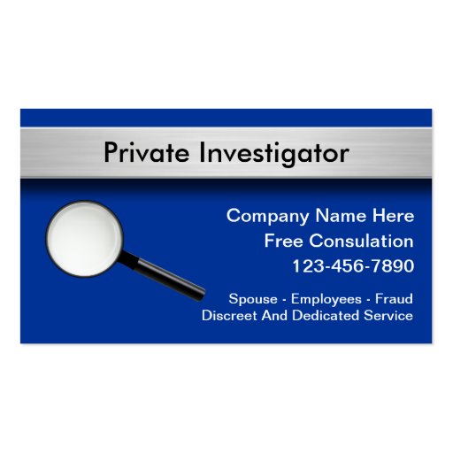 Private Investigator Business Cards (front side)