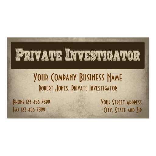 Private Investigator Detective Business Card (front side)