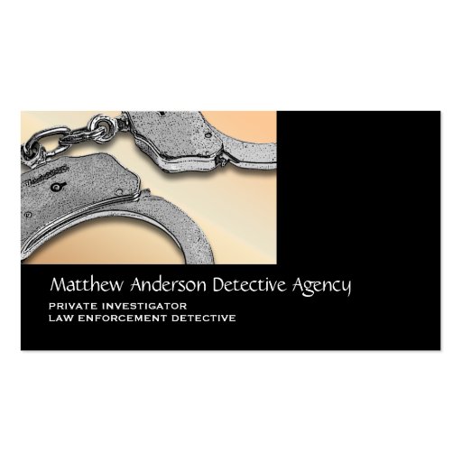 Private Investigator law enforcement tan silver Business Card (front side)
