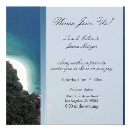 Private Island wedding invitation template 5.25" Square Invitation Card