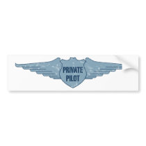 Private Pilot Blue Wings Bumper Sticker