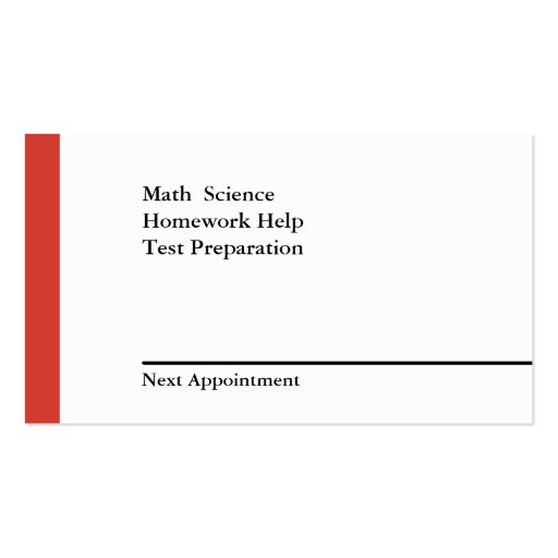 Private Teacher Tutor Business Cards (back side)