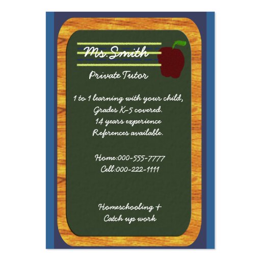 private tutor business card template (front side)