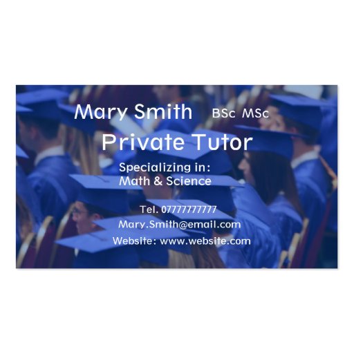 Private Tutor / Teacher / Personal Tutor business Business Card (front side)